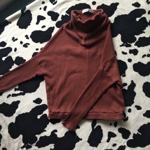 Soft Cowl Neck Burnt Rusty Orange Long Sleeve